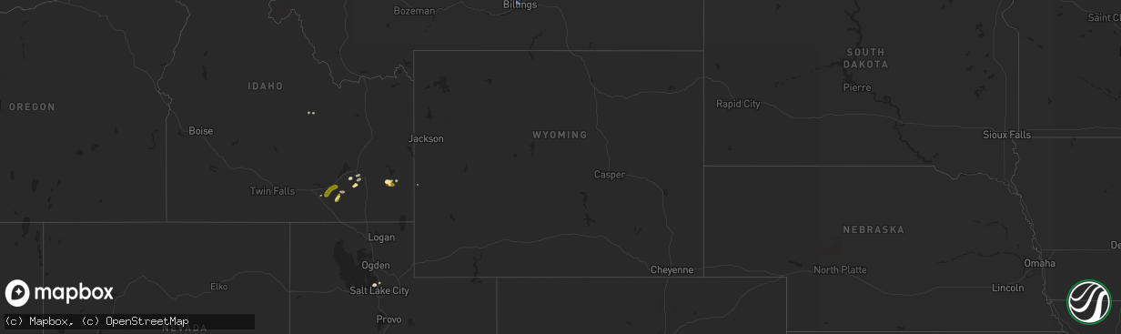 Hail map in Wyoming on September 7, 2025