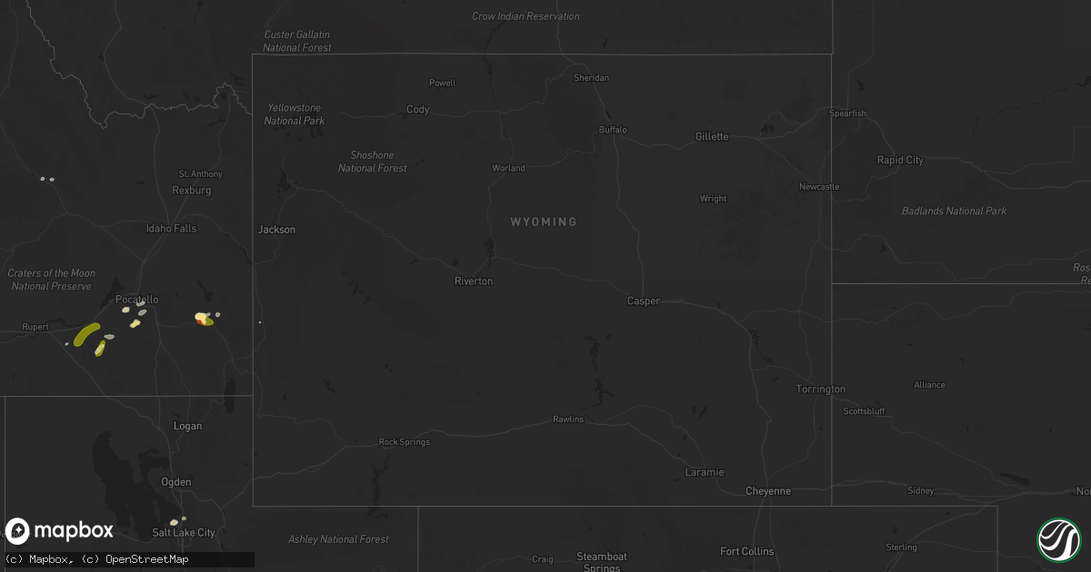 Hail map in Wyoming on September 7, 2025