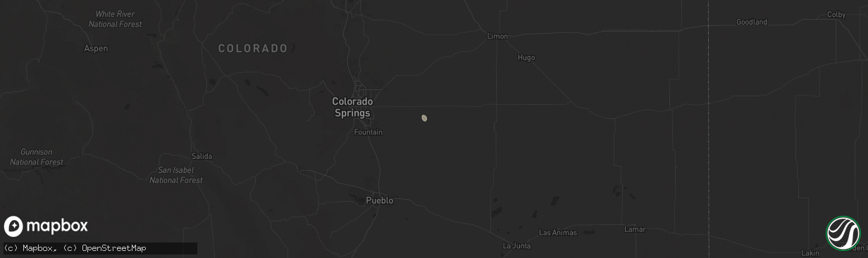 Hail map in Yoder, CO on September 7, 2025