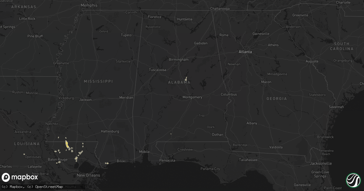 Hail map in Alabama on September 7, 2026