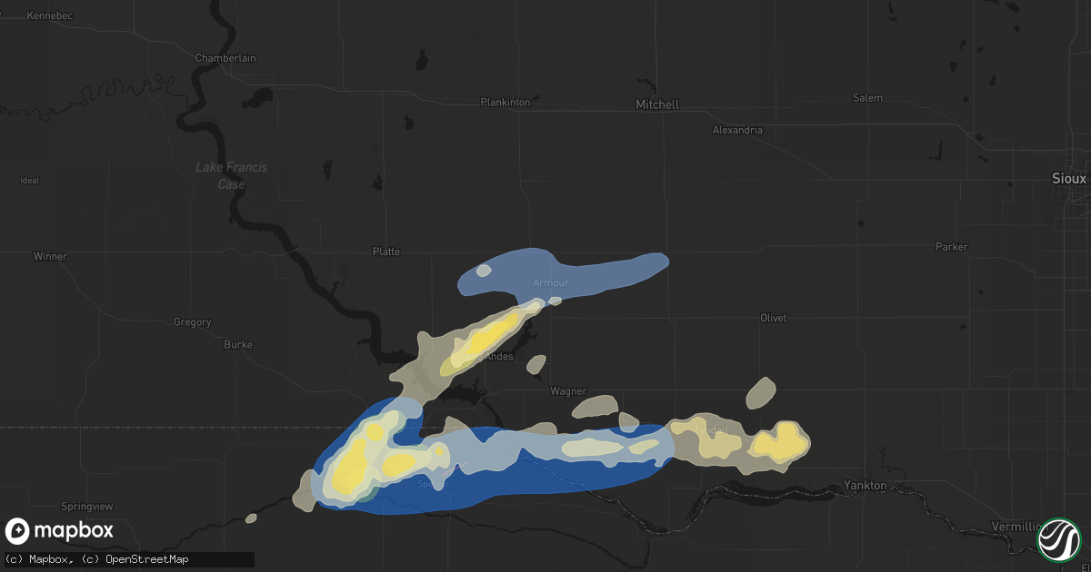 Hail map in Armour, SD on September 7, 2026