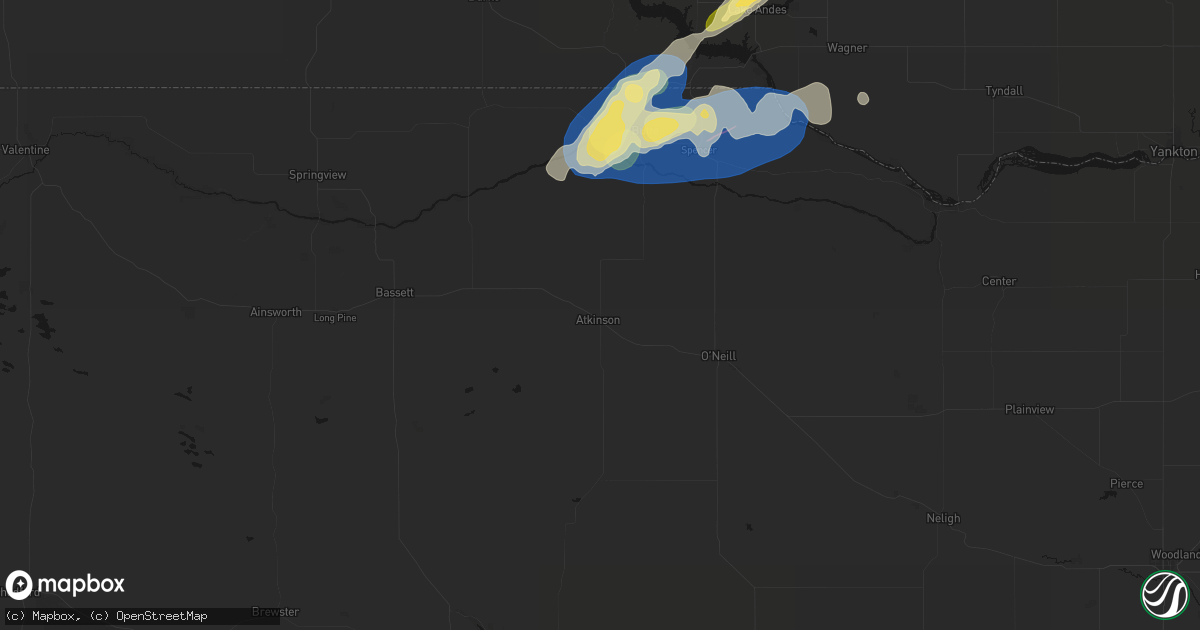 Hail map in Atkinson, NE on September 7, 2026