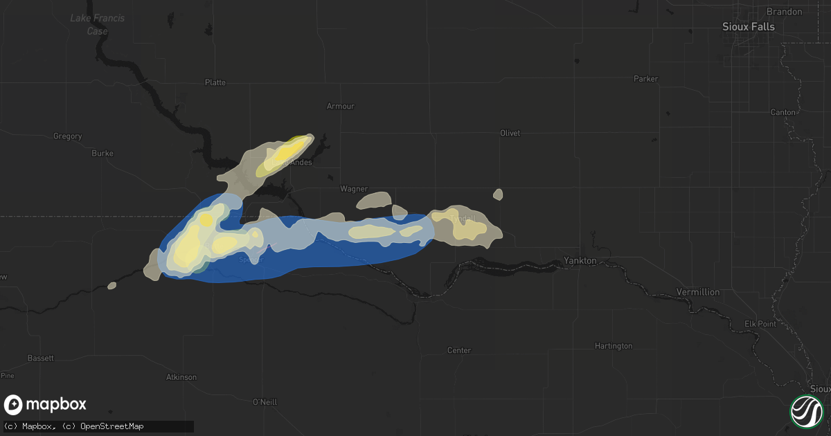 Hail map in Avon, SD on September 7, 2026