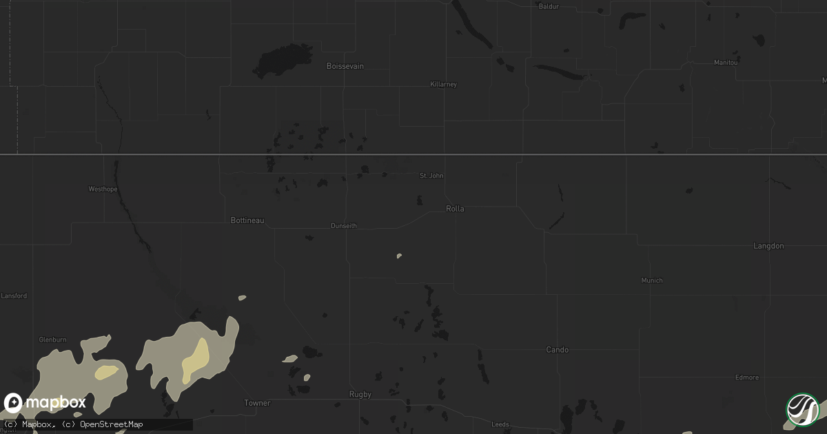 Hail map in Belcourt, ND on September 7, 2026