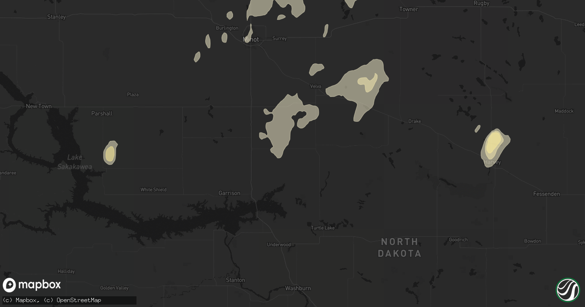 Hail map in Benedict, ND on September 7, 2026