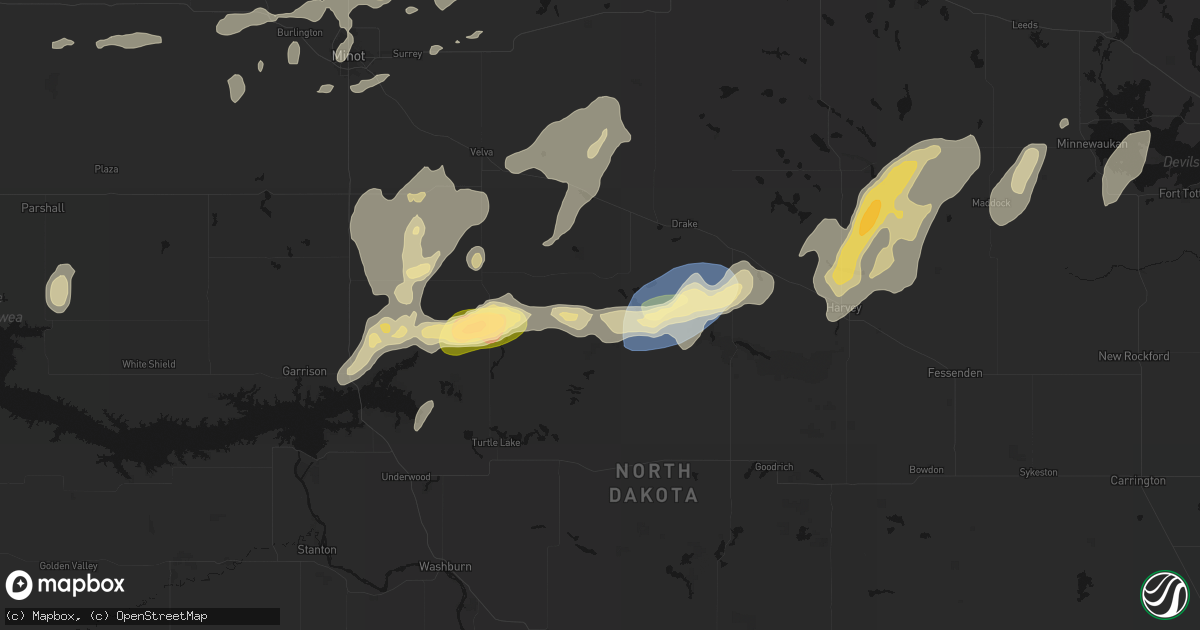 Hail map in Butte, ND on September 7, 2026