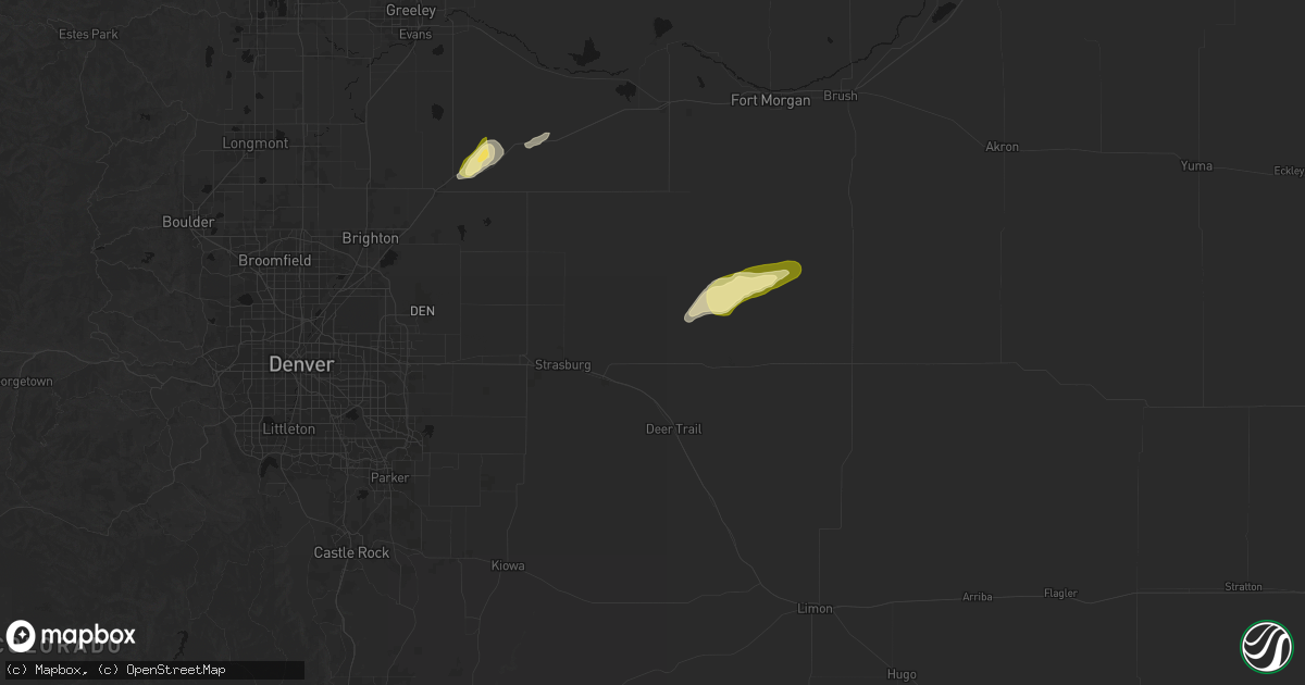 Hail map in Byers, CO on September 7, 2026