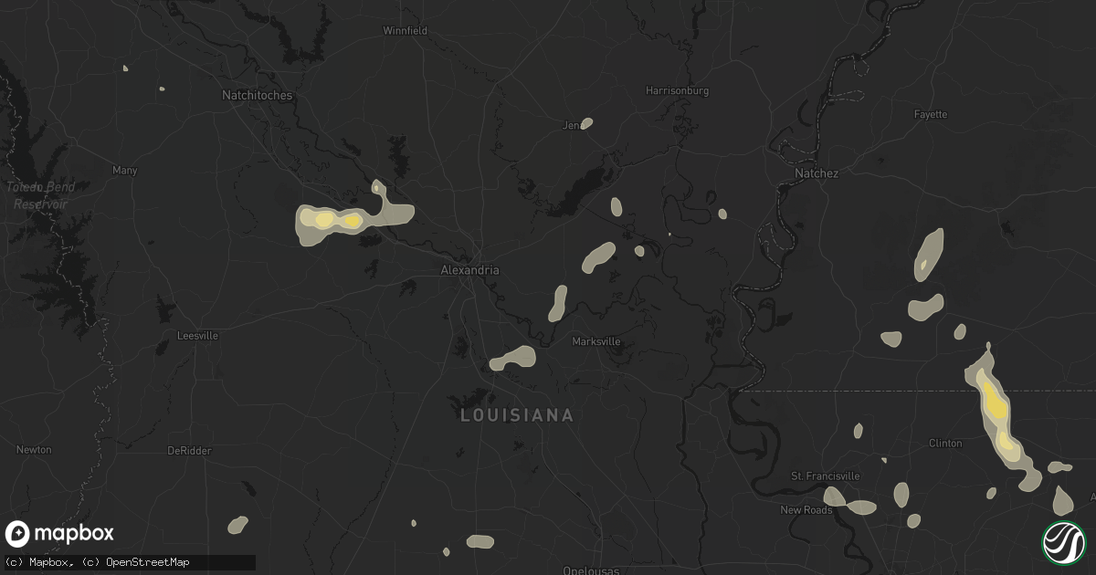 Hail map in Center Point, LA on September 7, 2026