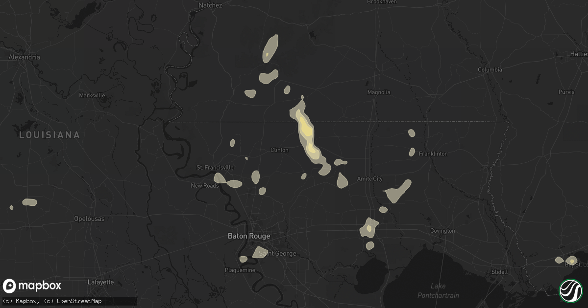 Hail map in Clinton, LA on September 7, 2026