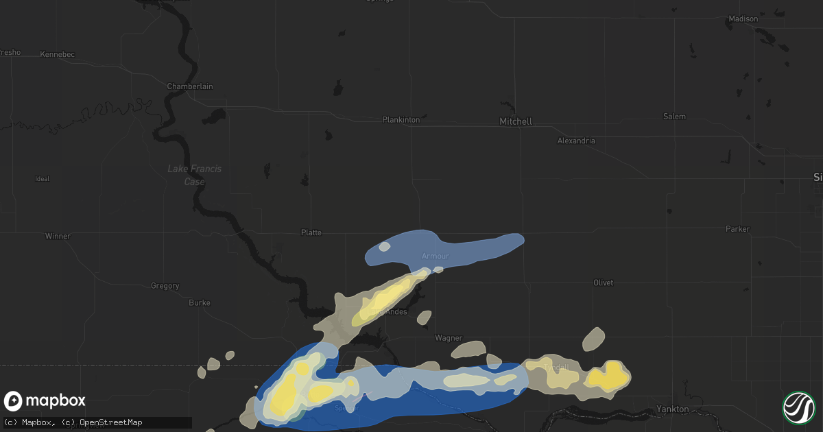 Hail map in Corsica, SD on September 7, 2026