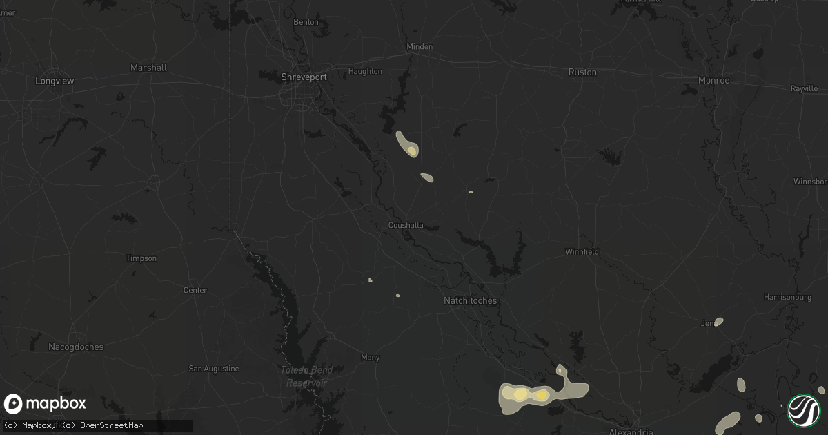 Hail map in Coushatta, LA on September 7, 2026