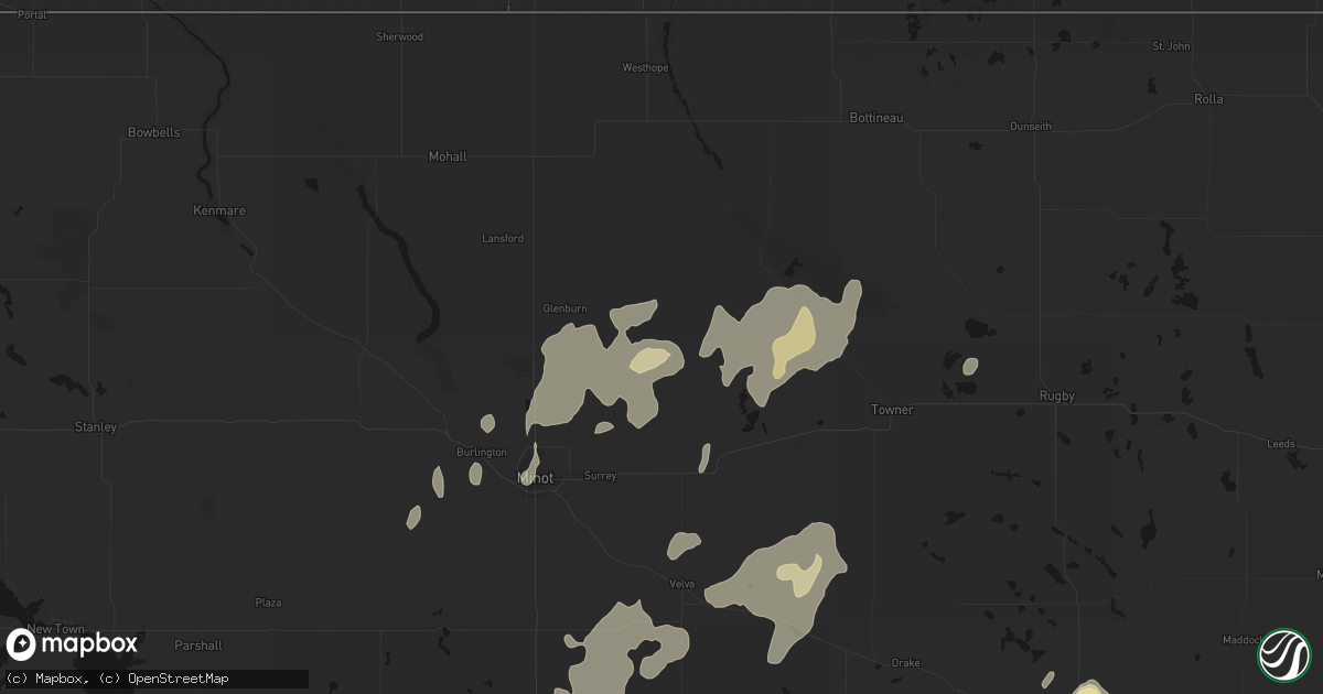 Hail map in Deering, ND on September 7, 2026