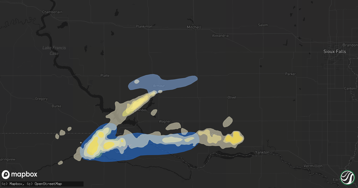 Hail map in Delmont, SD on September 7, 2026