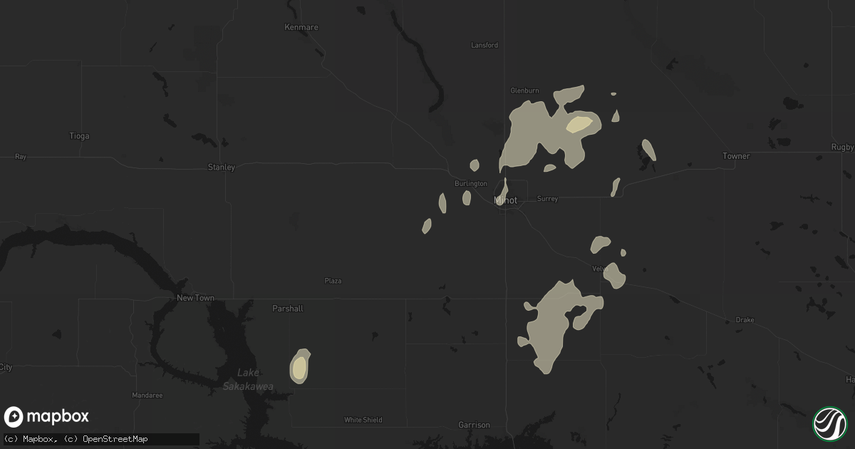 Hail map in Des Lacs, ND on September 7, 2026