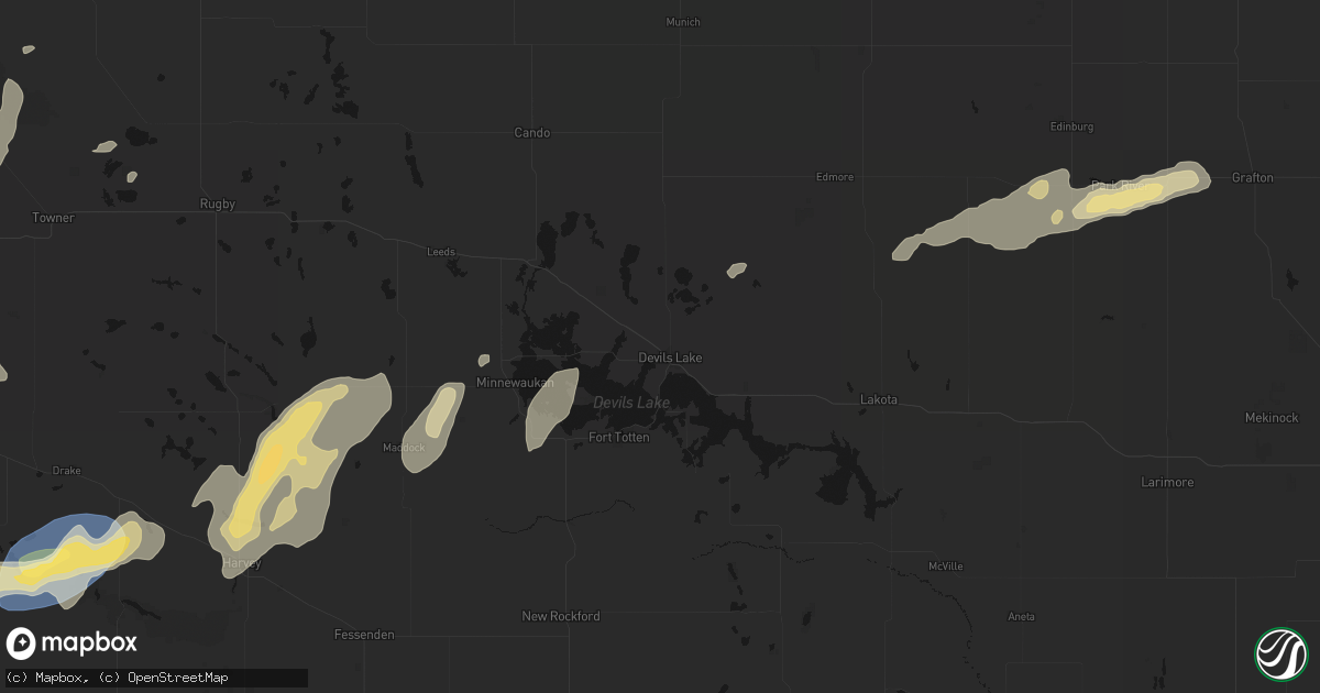 Hail map in Devils Lake, ND on September 7, 2026