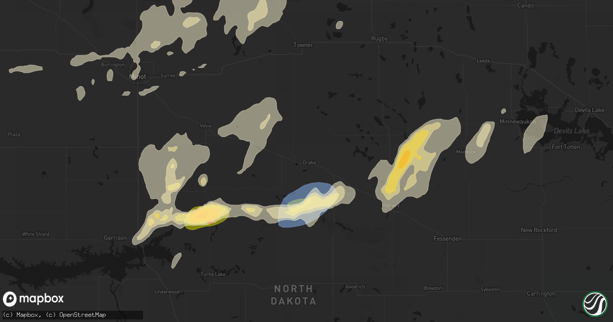 Hail map in Drake, ND on September 7, 2026