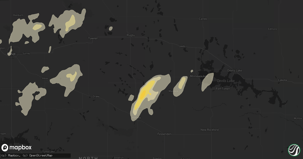 Hail map in Esmond, ND on September 7, 2026