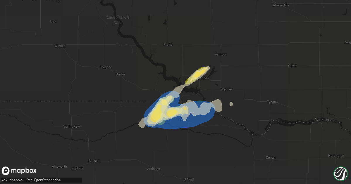 Hail map in Fairfax, SD on September 7, 2026