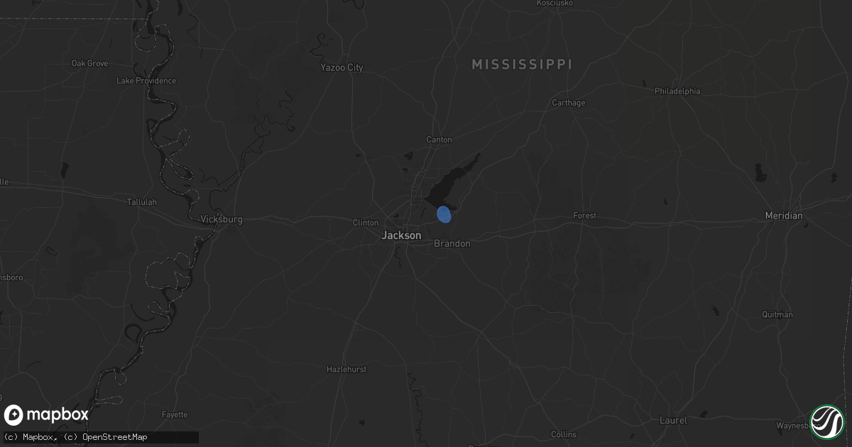 Hail map in Flowood, MS on September 7, 2026