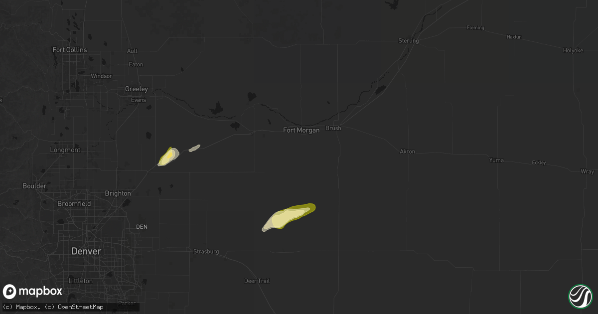 Hail map in Fort Morgan, CO on September 7, 2026
