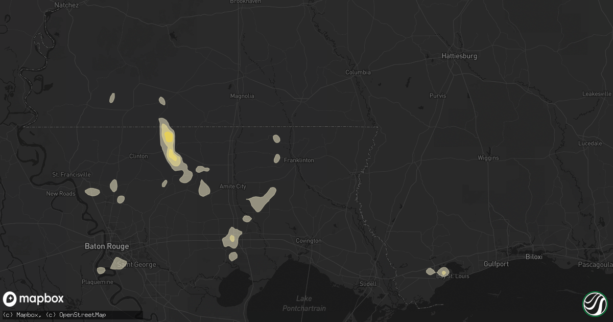 Hail map in Franklinton, LA on September 7, 2026