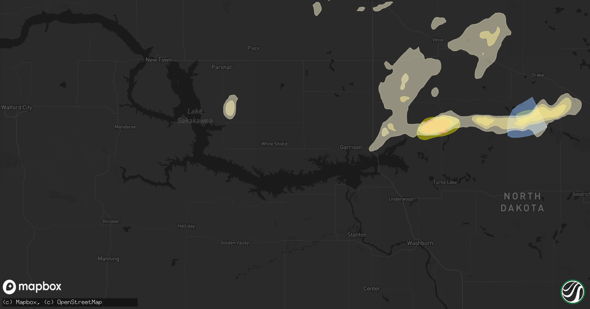 Hail map in Garrison, ND on September 7, 2026