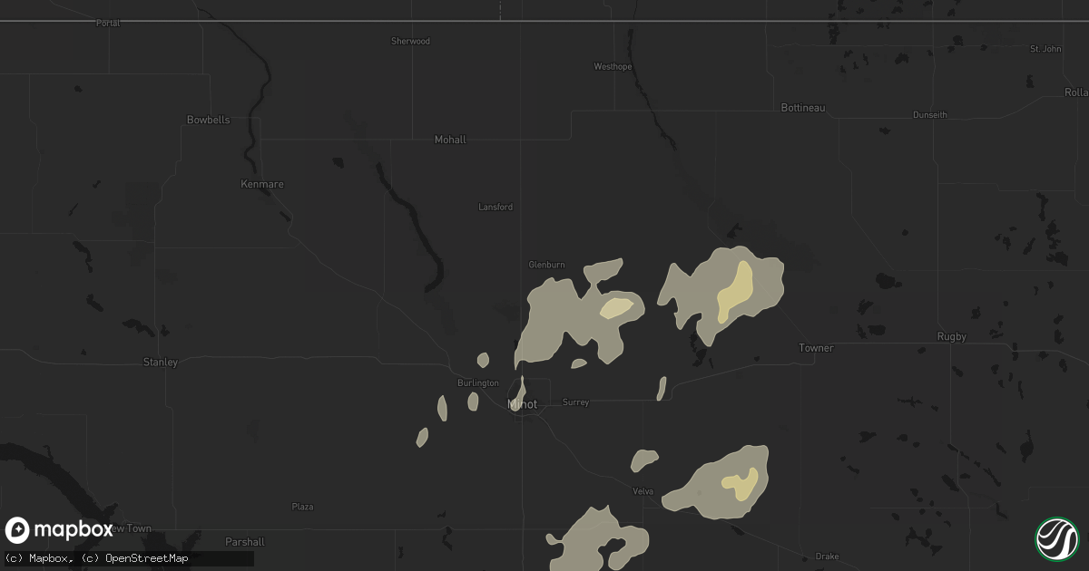 Hail map in Glenburn, ND on September 7, 2026