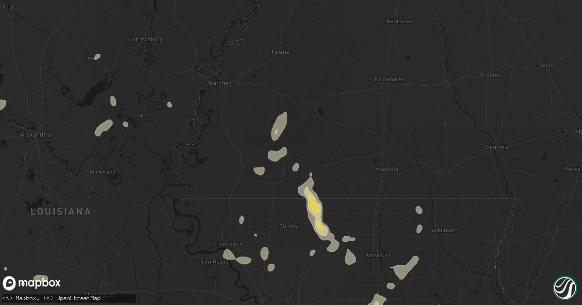 Hail map in Gloster, MS on September 7, 2026