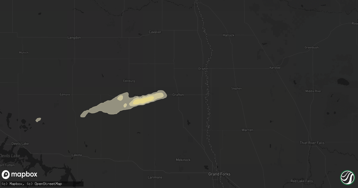Hail map in Grafton, ND on September 7, 2026