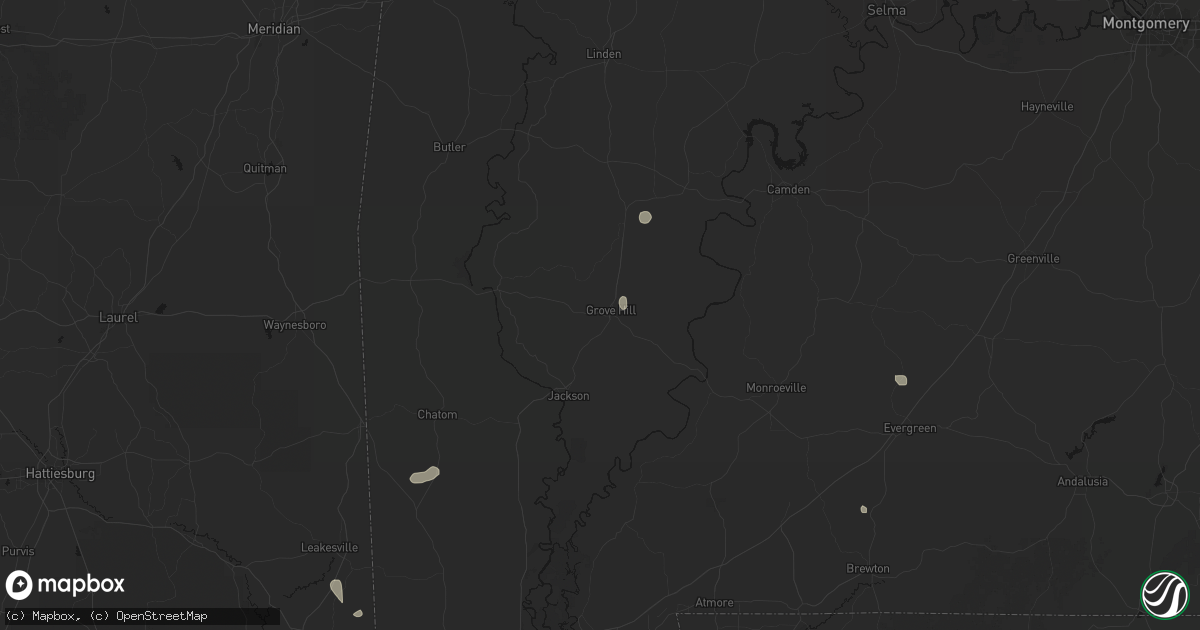 Hail map in Grove Hill, AL on September 7, 2026