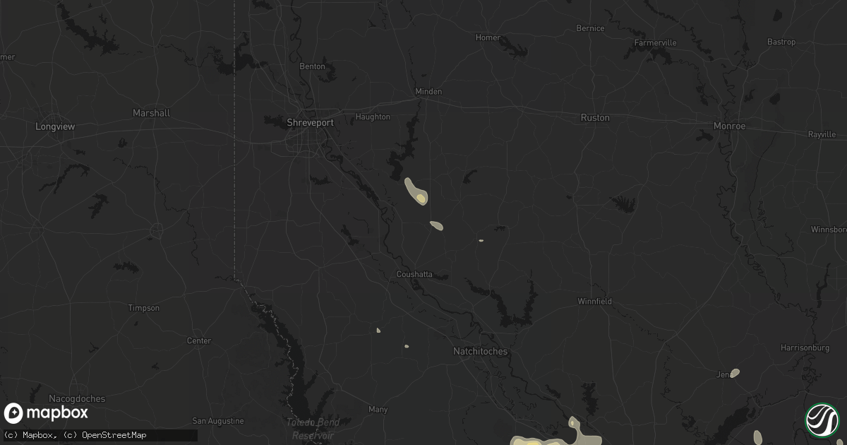 Hail map in Hall Summit, LA on September 7, 2026