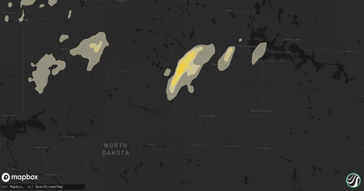 Hail map in Harvey, ND on September 7, 2026