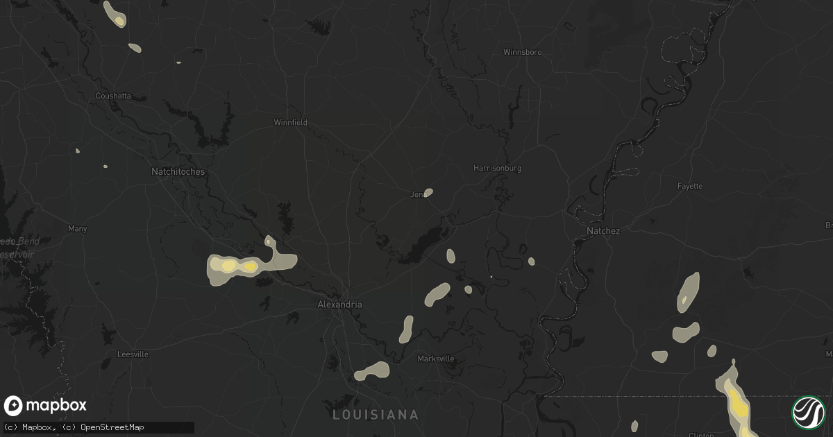 Hail map in Jena, LA on September 7, 2026