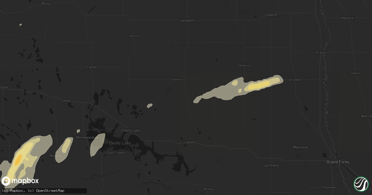 Hail map in Lawton, ND on September 7, 2026