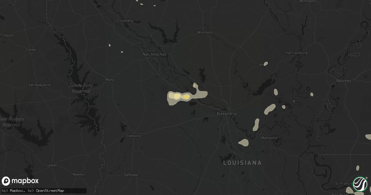Hail map in Lena, LA on September 7, 2026