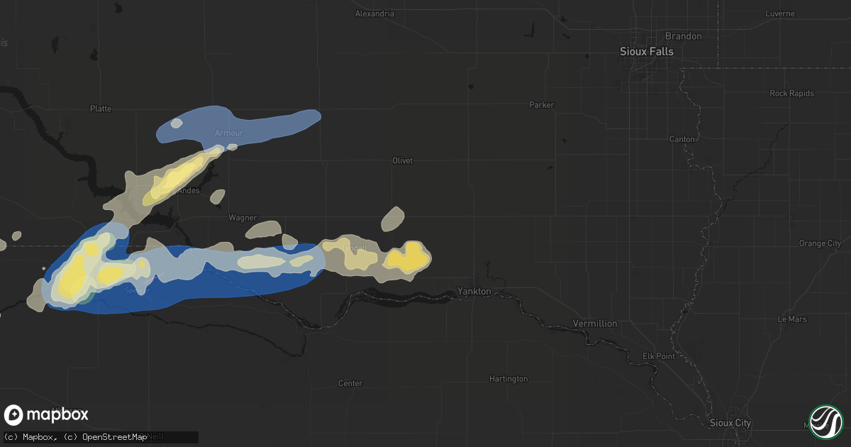 Hail map in Lesterville, SD on September 7, 2026