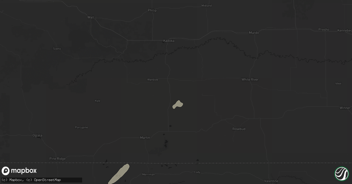 Hail map in Long Valley, SD on September 7, 2026