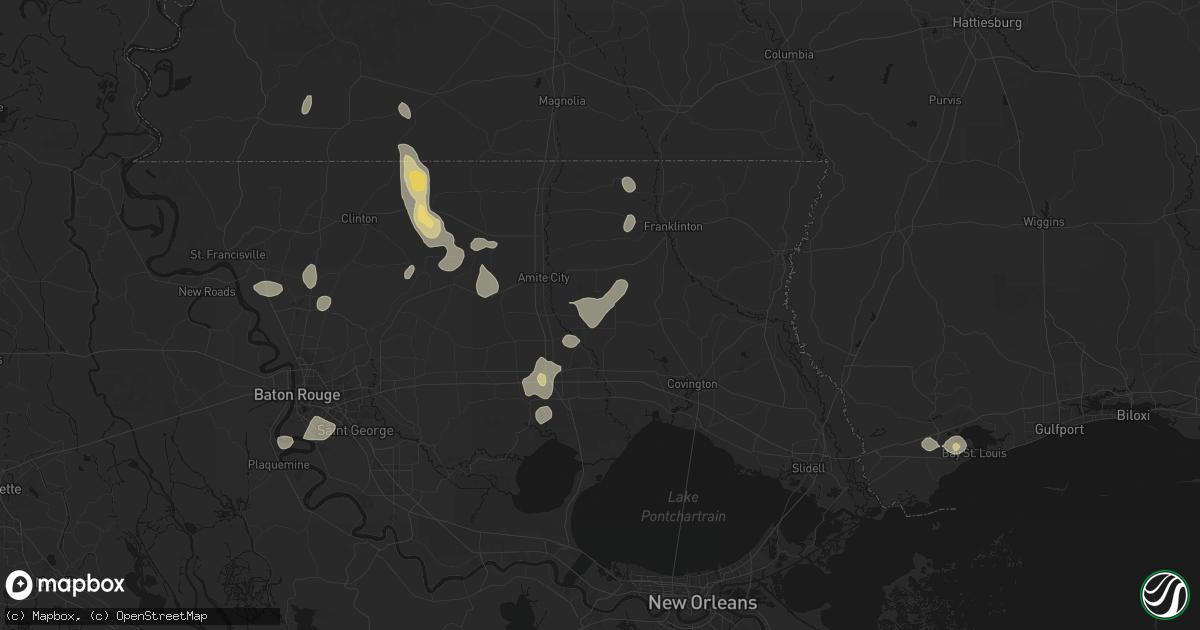 Hail map in Loranger, LA on September 7, 2026