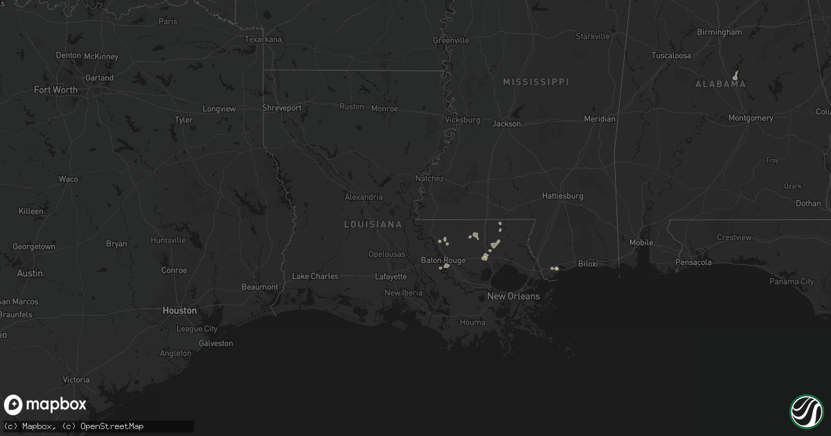 Hail map in Louisiana on September 7, 2026