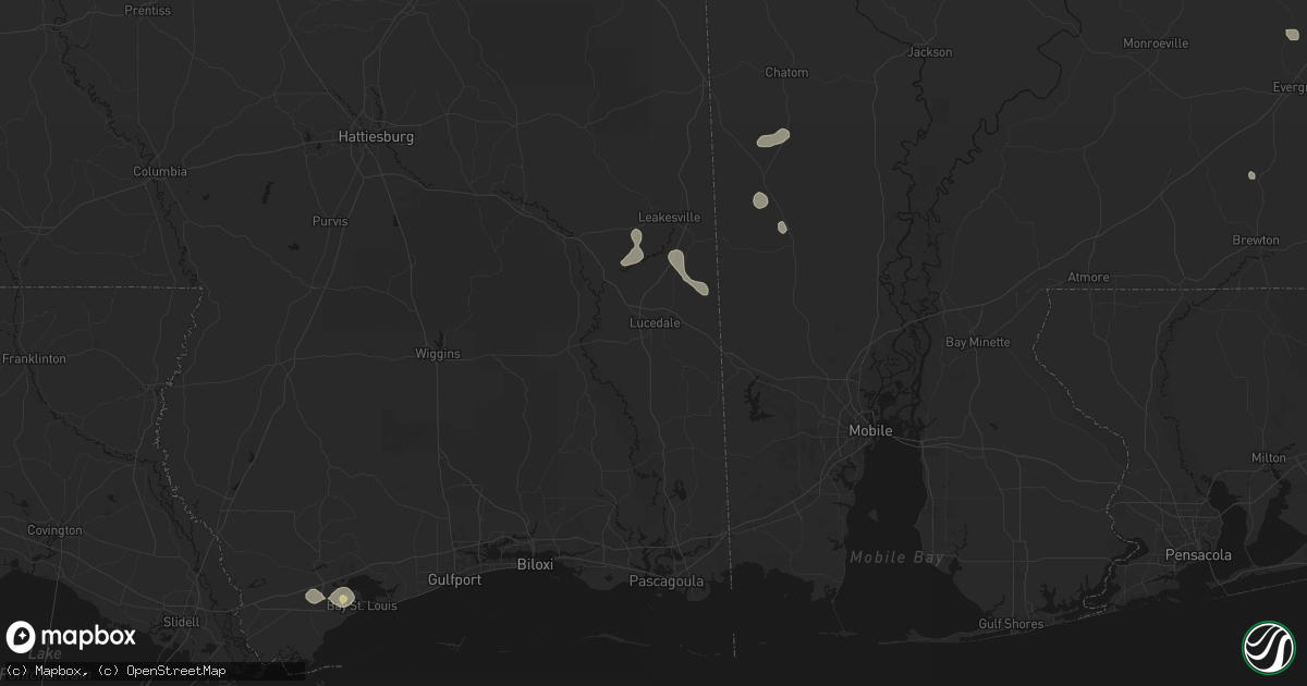 Hail map in Lucedale, MS on September 7, 2026