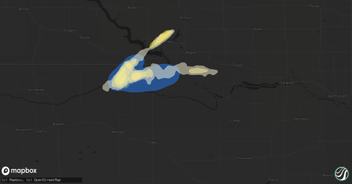 Hail map in Lynch, NE on September 7, 2026