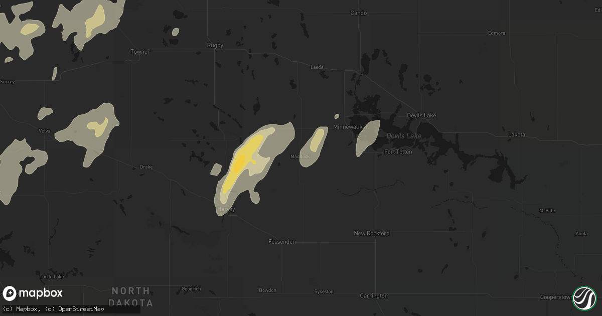 Hail map in Maddock, ND on September 7, 2026