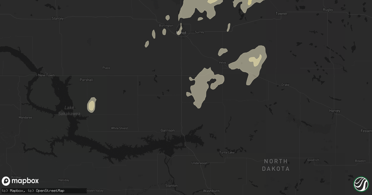 Hail map in Max, ND on September 7, 2026
