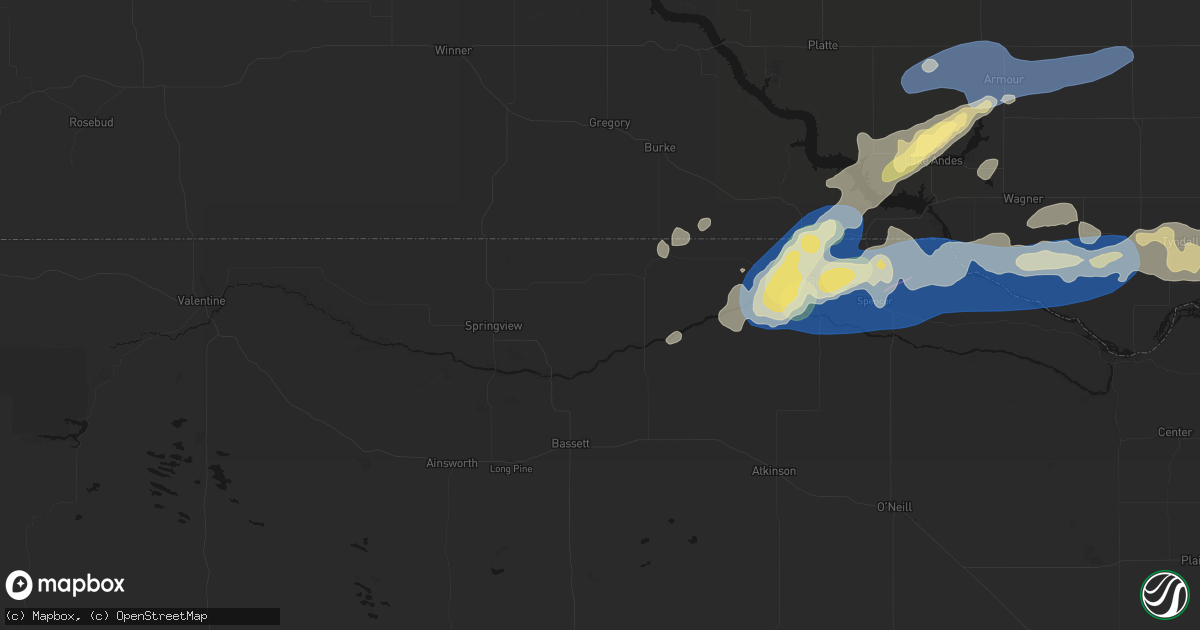 Hail map in Mills, NE on September 7, 2026