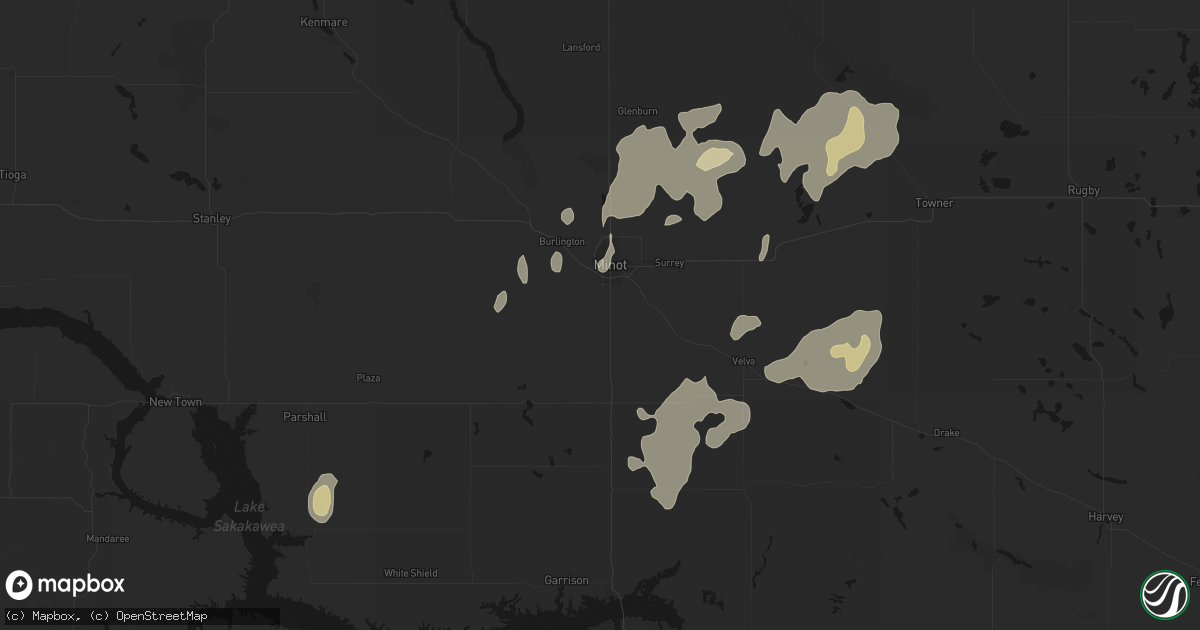 Hail map in Minot, ND on September 7, 2026