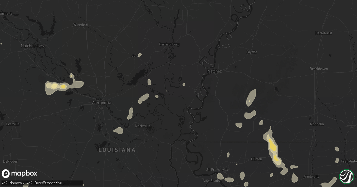 Hail map in Monterey, LA on September 7, 2026