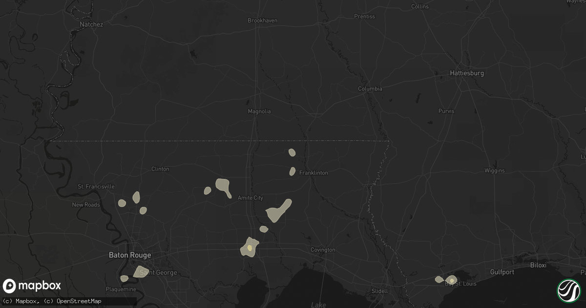 Hail map in Mount Hermon, LA on September 7, 2026