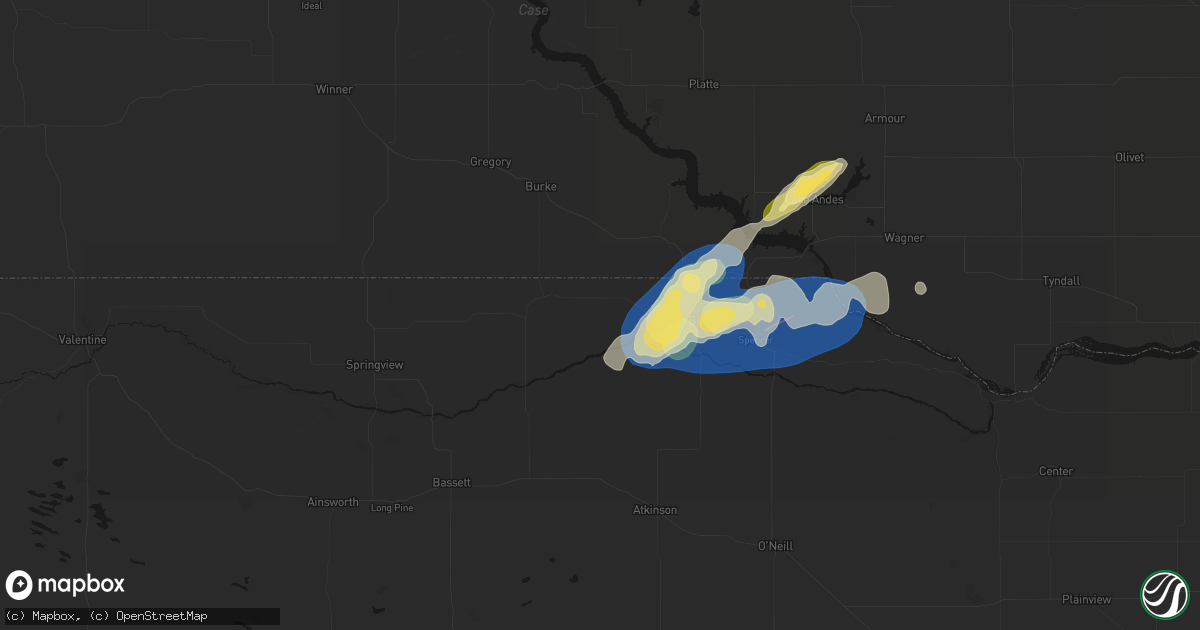 Hail map in Naper, NE on September 7, 2026