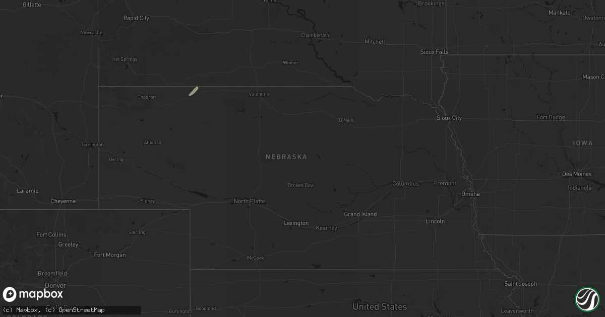Hail map in Nebraska on September 7, 2026