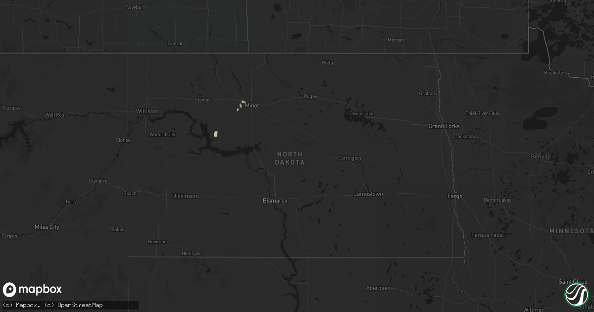 Hail map in North Dakota on September 7, 2026